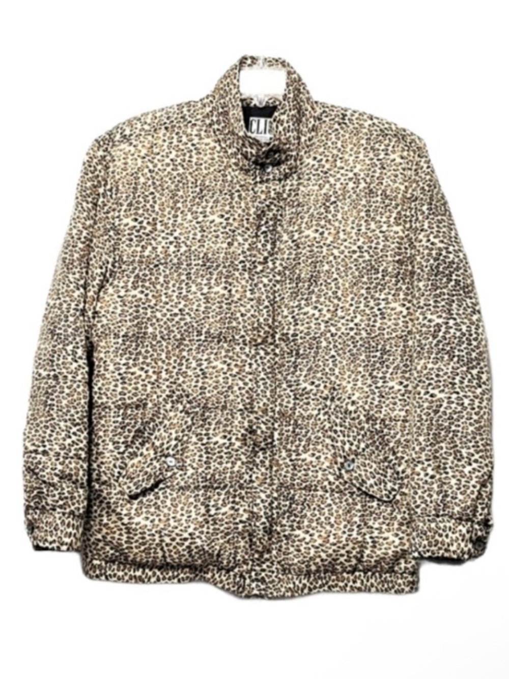 VINTAGE CLIO Leopard Silk Puffer Jacket S